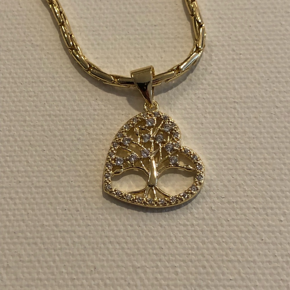 Gold Heart Tree of Life Pendant Necklace - Women Jewelry